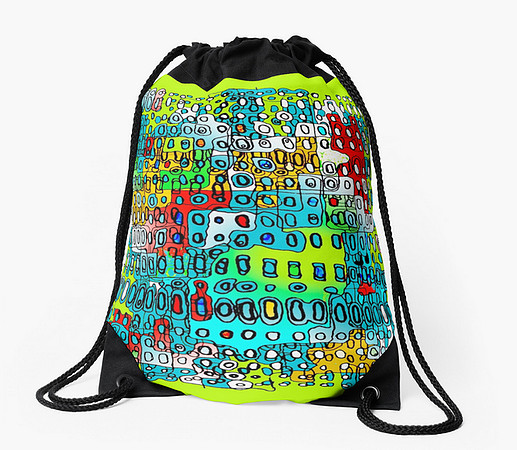 Random Cells 7  Drawstring Bags