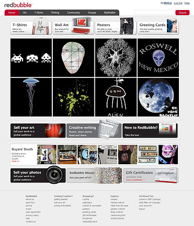 RedBubble.com Home Page Feature Sept 09